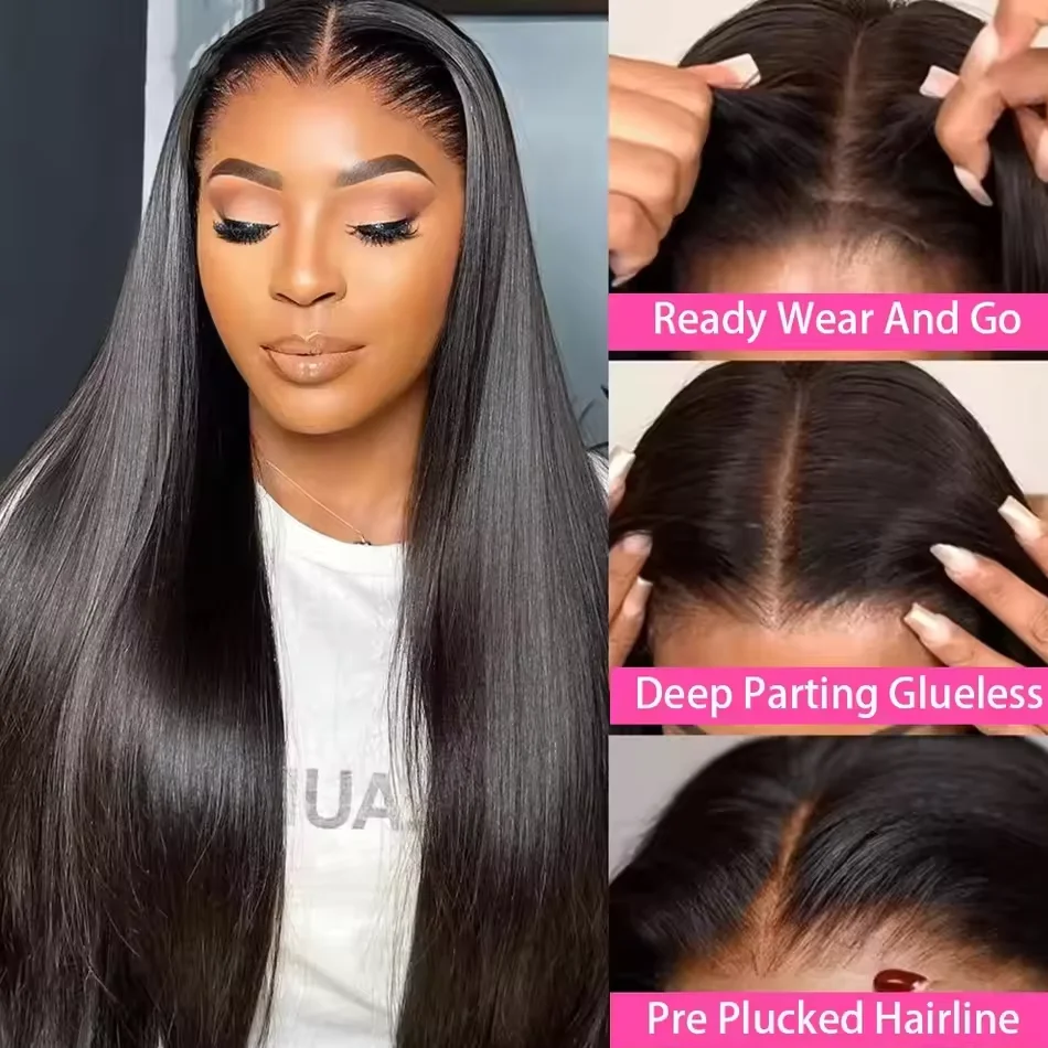 Lakeisha Glueless Wig 13x6 HD Lace Front Human Hair Wig 13x4 30 40Inches Bone Straight Human Hair Wigs Brazilian Pre Plucked view 3
