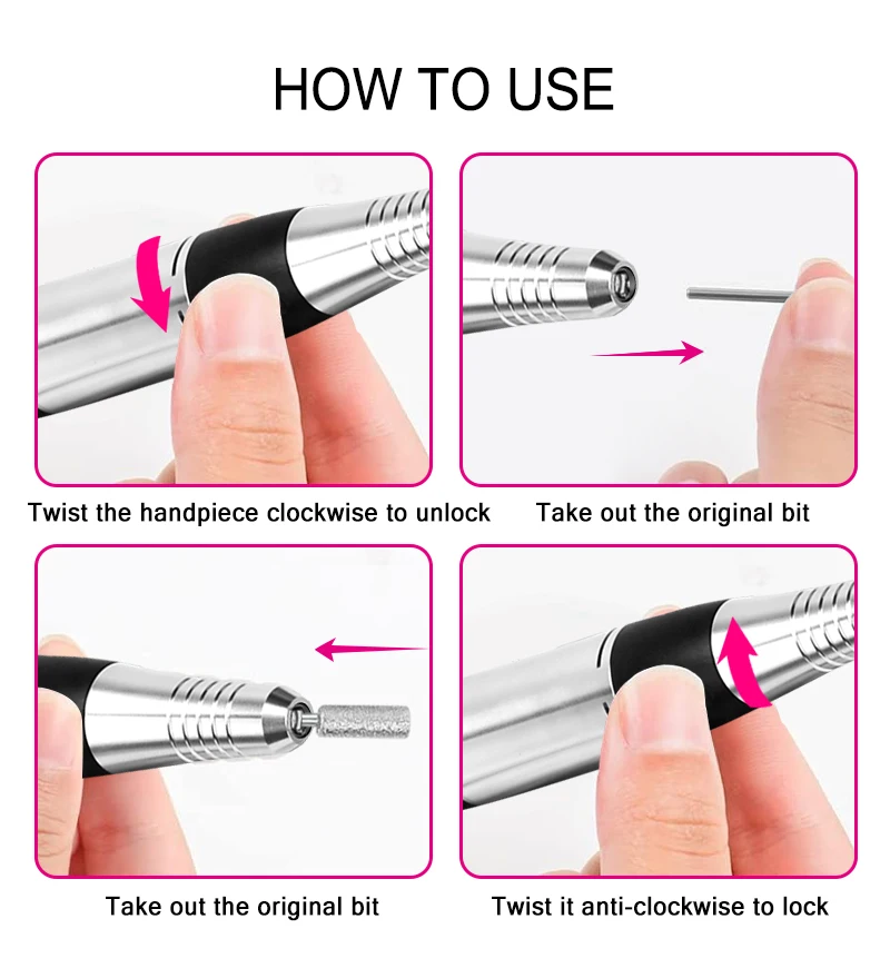 Electric Nail Drill 35000 RPM Machine Mill Cutter Sets for Manicure Nail Tips Pedicure File