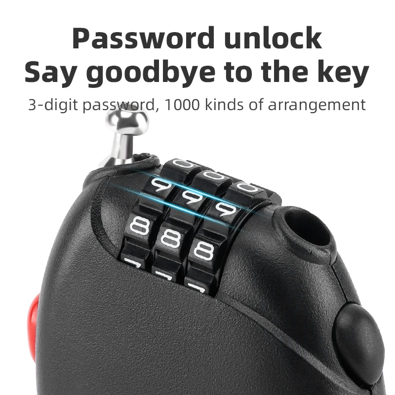 ROCKBROS TL0956 Bicycle Lock Anti-theft Portable Lightweight 3-Digit Password Cable Lock Helmet Lock Chain Backpack Bike Accessories - Image 3