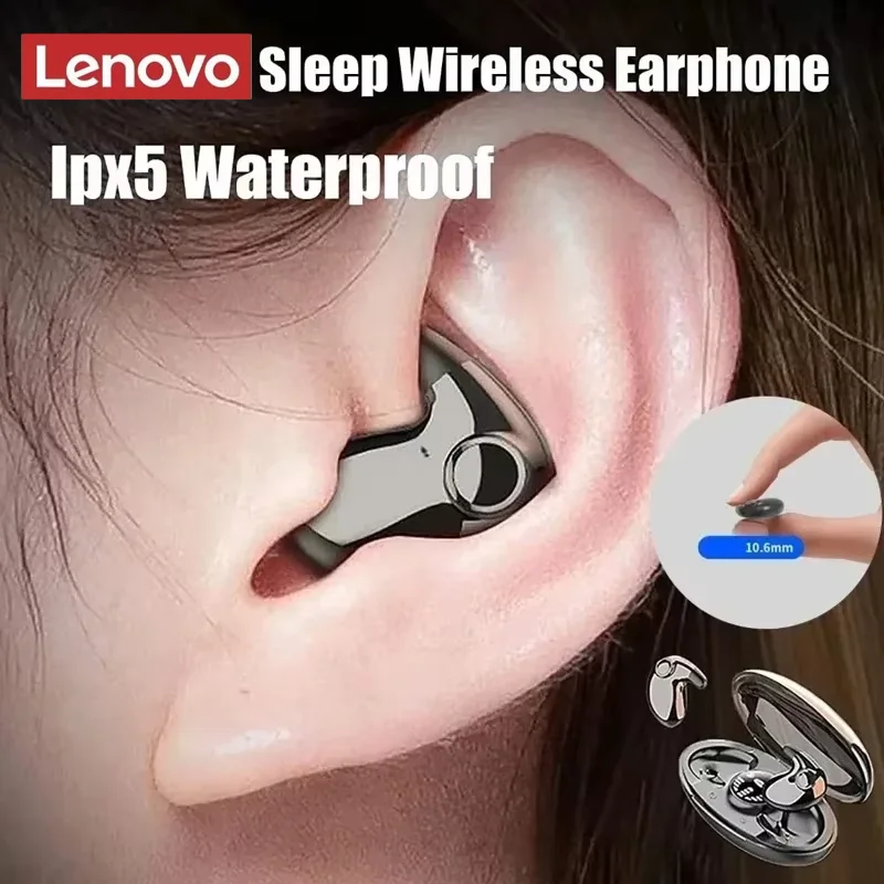 Lenovo Sleep Wireless Earphone TWS Bluetooth 5.3 Headphones Hidden Earbuds IPX5 Waterproof Noise Reduction Sports Headset