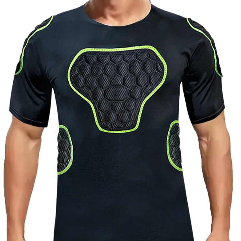 Football Padded Compression Shirt Baseball Chest Protector Hockey Paintball Soccer Goalkeeper Padded Protective Shirt