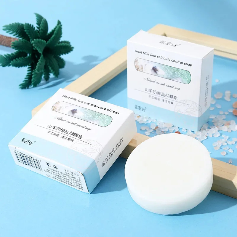 Goat's Milk Sea Salt Anti-mite Soap Hand-made Mite-removing Soap Cleansing Hand Bath 85g sea salt soap