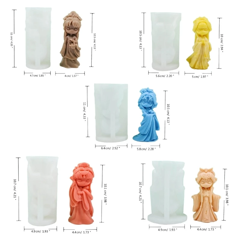 H55A 3D 소녀 실리콘 몰드 촛불 만들기 고대 인형 실리콘 촛불 금형 DIY