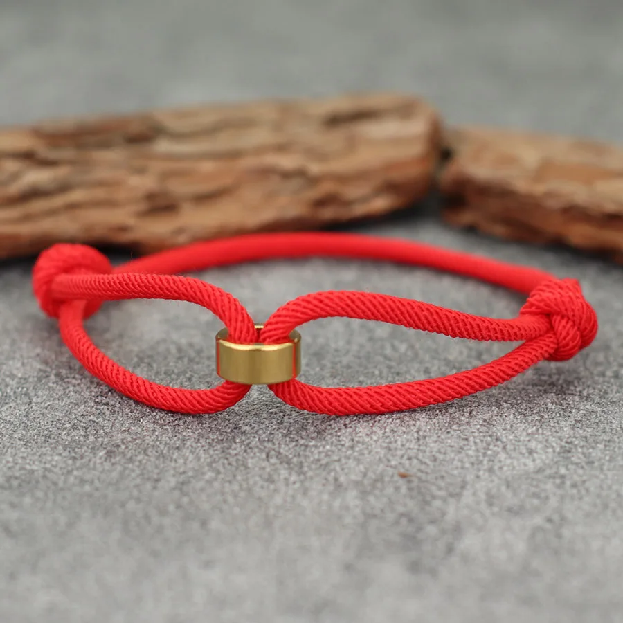 Stainless Steel Gold Color Thin Rope Bracelet for Men and Women