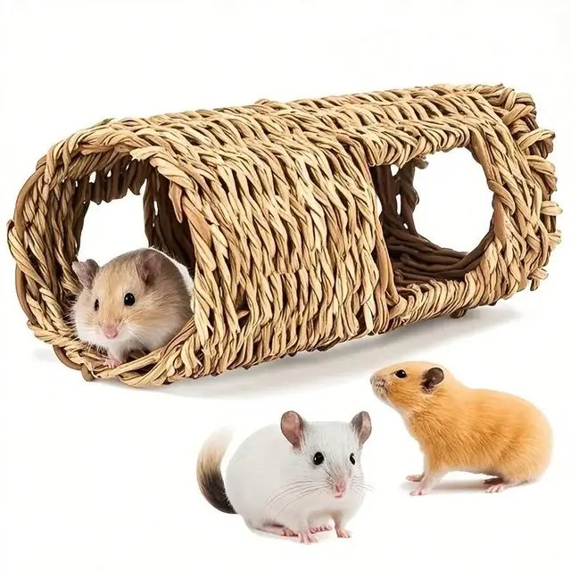 Woven Grass Hideout Tunnel For Hamsters Guinea Pigs Gerbils Chinchillas