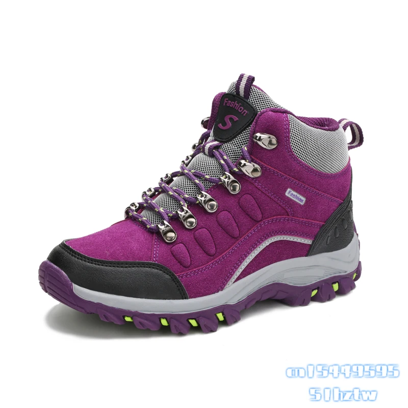 

2023 Winter High Top Women Hiking Waterproof Trekking Boots Mountain Climbing Shoes Sports Rubber Sole Shoes Nubuck Men Couple