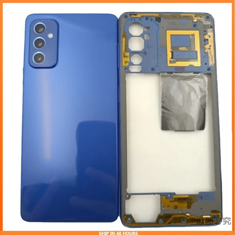 

For Samsung Galaxy M52 5G M526 Phone Housing Middle Frame+Battery Back Cover Case Panel With Camera Lens Repair Parts