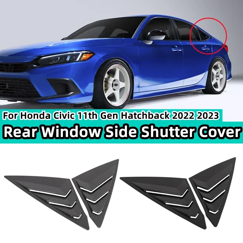 

Pair ABS Car Blind Rear Side Window Louvers Cover Air Vent Decoration Exterior Accessory For Honda Civic 11th Gen 2021 2022 2023