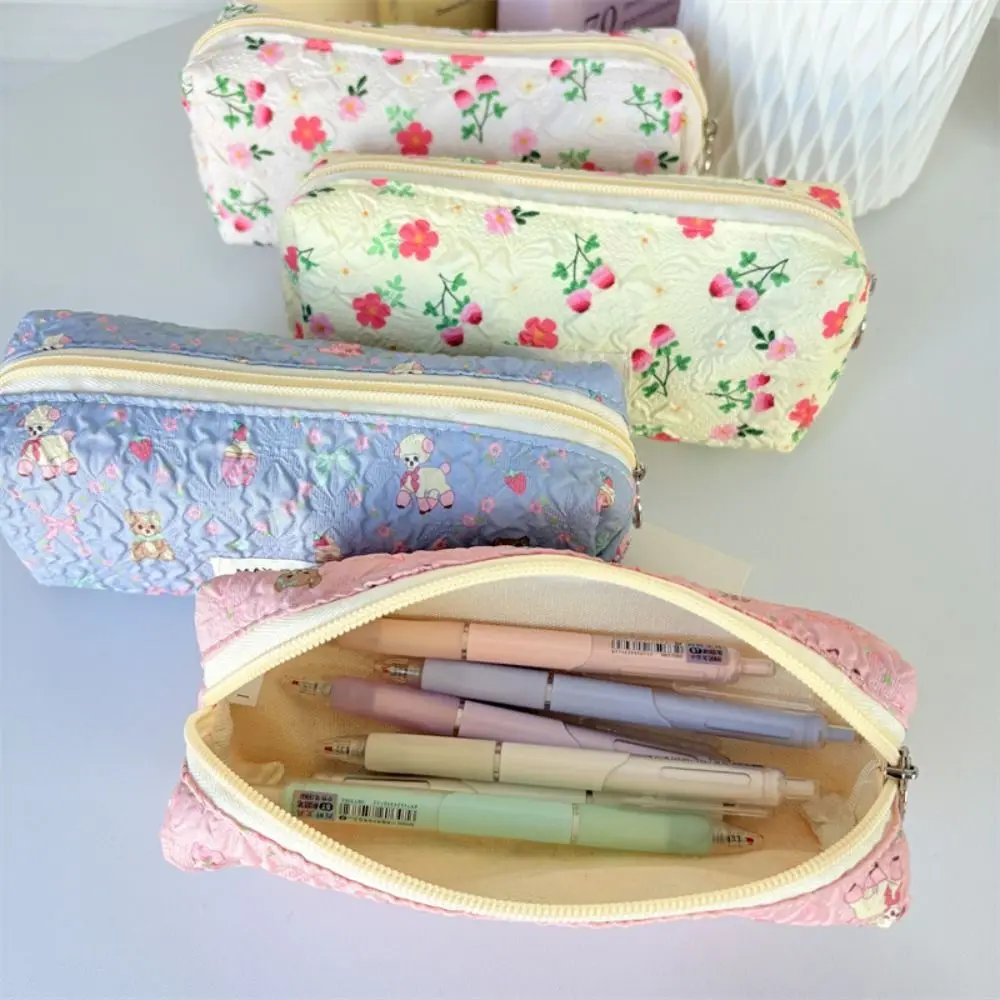 جديد الأزهار القلم حقيبة متعددة الوظائف طالب مقلمة...