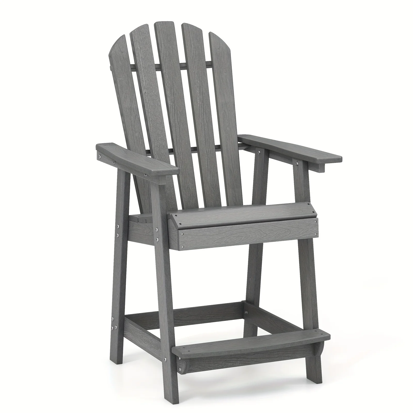 

Tall Bar Stool HDPE Patio Chair w/ Armrest Footrest Home Indoor Outdoor Gray Desk foot rest Stools ottomans Toilet stool Cow V