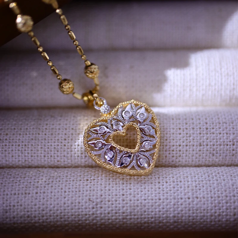 Aazuo Diamondstyle 18K Yellow gold Real Diamonds Fairy Heart only Pendent Gifted For Women Luxury Party 18 Inch Au750