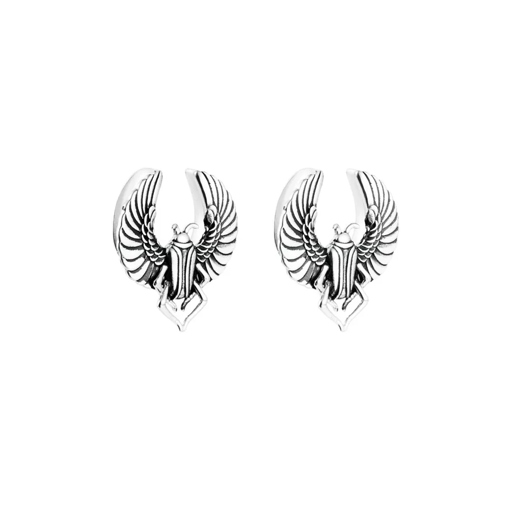 

Leosoxs 1 Pair 8-25mm Stainless Steel Scarab Saddle Ear Plug White&Black Earing Ear Tunnel Expanders Body Jewelry Piercing