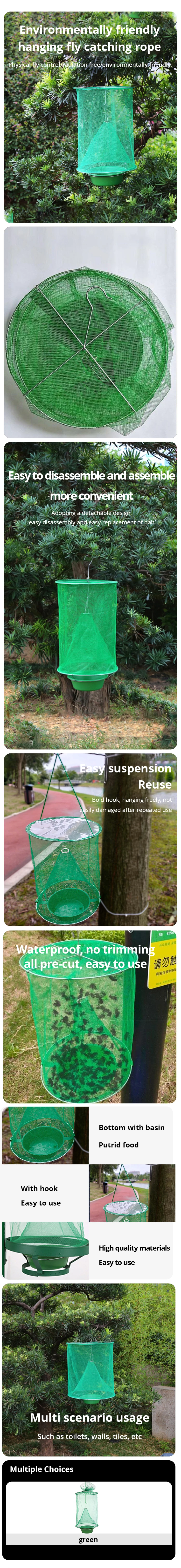 Description Picture 2 of item1PCS Fly Catcher Killer Pest Control Reusable Hanging Fly Trap Flytrap Cage Net Traps Garden Hanging Flycatcher for Dropshipping
