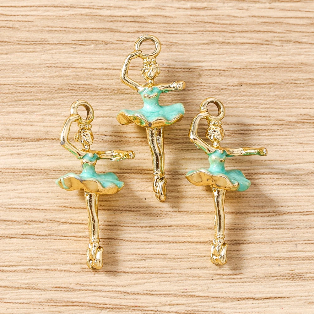Tusember 10 Stück süße tanzende Ballett-Mädchen-Charms-Anhänger für Schmuck, Halskette, Armband, niedliche Ohrringe, DIY, handgefertigtes Handwerk – Detail 4