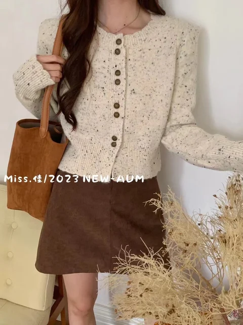 [알리익스프레스] 가을과 겨울 패션에 완벽한: 세련된 한국 스타일 라운드 넥 스웨터 겉옷