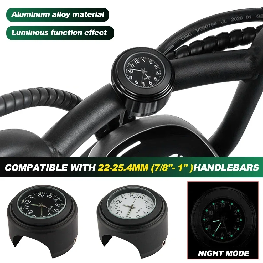 Luminous Motorcycle Handlebar Clock and Thermometer Mount