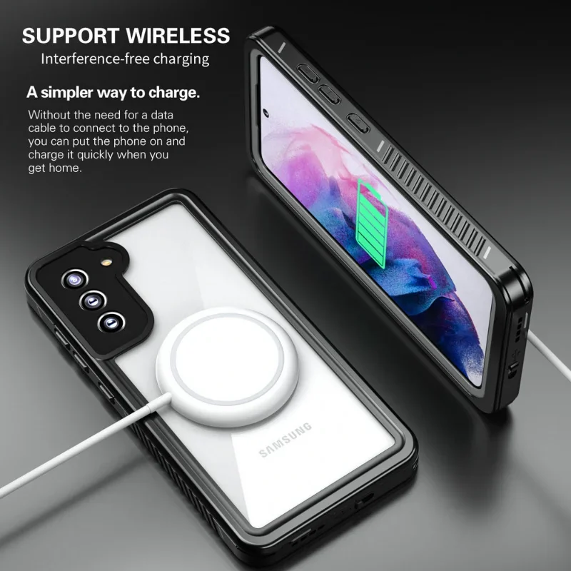 For Samsung S24 Plus S23 Ultra S20 S21 FE IP68 Waterproof Transparent Phone Case Anti-fall Shockproof Full Body Seal Cover Shell