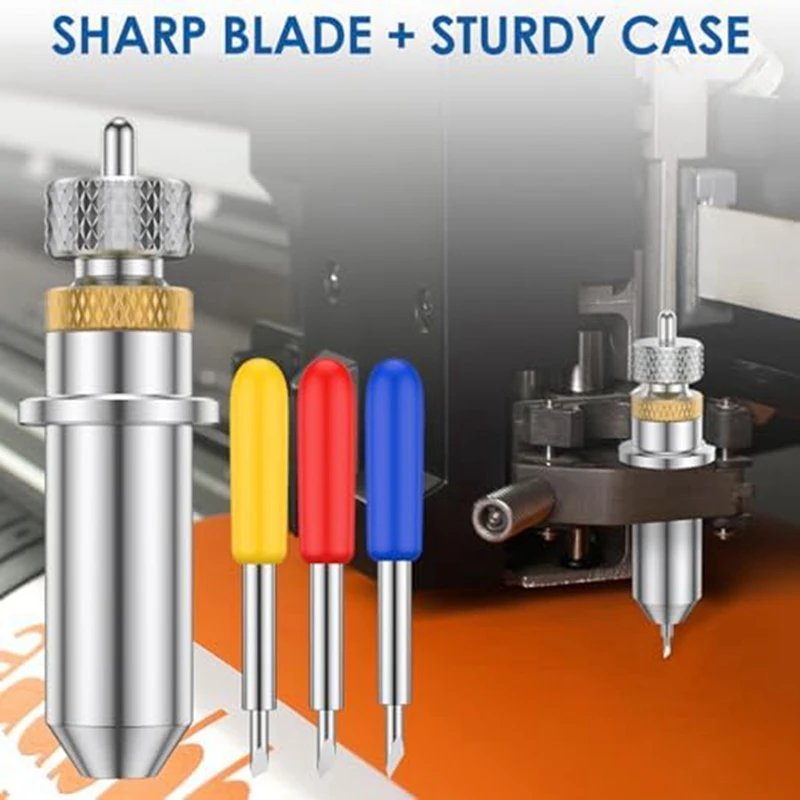A43F-46Pcs Vinyl Cutter Blades 30&deg; 45&deg; 60&deg;Plotter Cutting Blades With Holder Base Hardness Lettering Blade Replacement Set