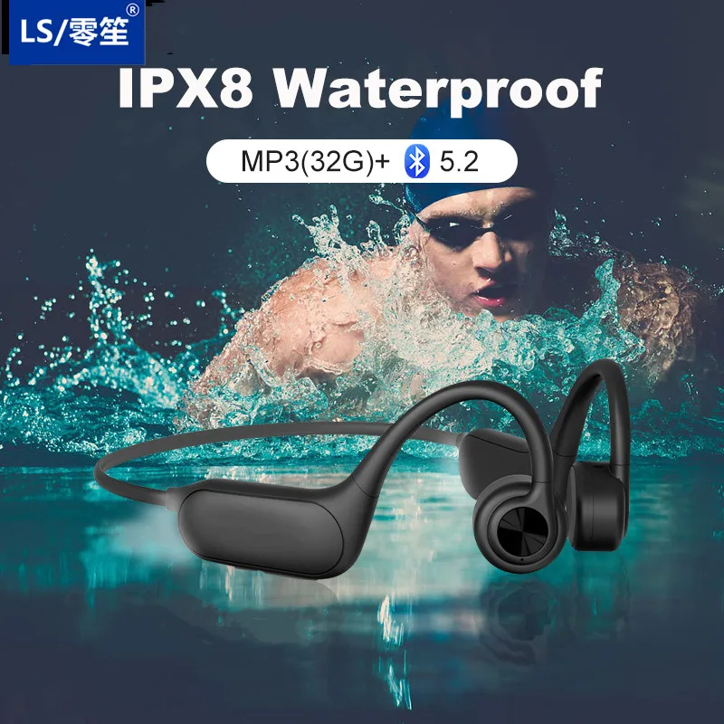 

LS Swimming Headphones P8S Bone Conduction Earphone IPX8 Bluetooth IP68 Pool Wireless Headset MP3 32G Earbuds Waterproof