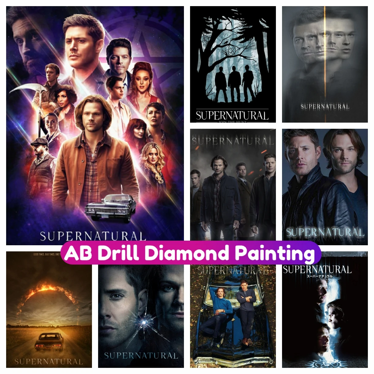 Supernatural 5D DIY AB Diamond Painting Classic TV Series Art Mosaic Pictures Embroidery Cross Stitch Kit Home Decor Handicraft