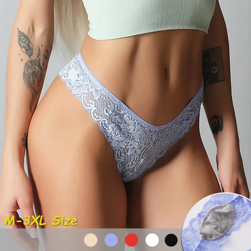 

Sexy Briefs Low Waist Lace Women's Lingerie Transparent Embroidered Tangas Solid Color Temptation Elastic T-back Cool Underwear