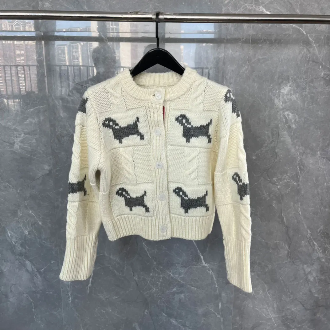 

New TTB Women Cardigan Fashion Puppy Design Twist Hook Puppy Knitting Winter O-neck Luxury Brand Preppy Style Women Sweater