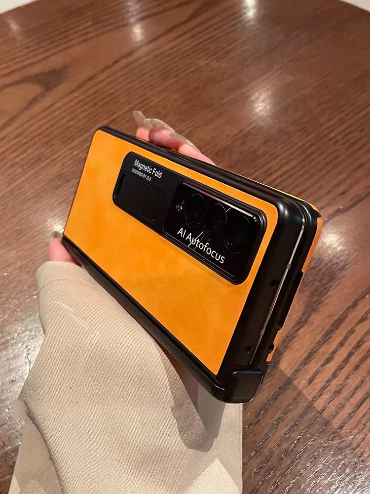 

Чехол для Samsung Galaxy Z, складной, 5, 3, Складывающийся, 4, магнитный шарнир, роскошный кожаный с подставкой, Защита экрана для ZFold 4, ZFold 3, чехлы