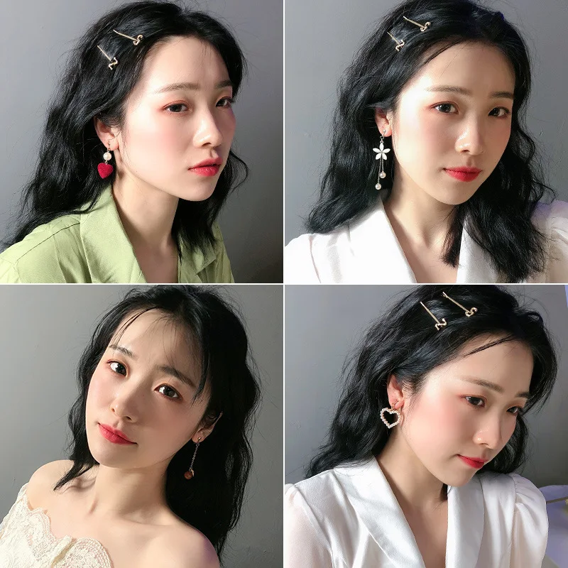Ear Clip Earrings Clip Earrings Ear Clip Ear Accessories Korean Style Clip on Earrings No Pierced Earrings Women's Party Birthday Fashion Flower Heart Cute Cuff Ear Clip Gift