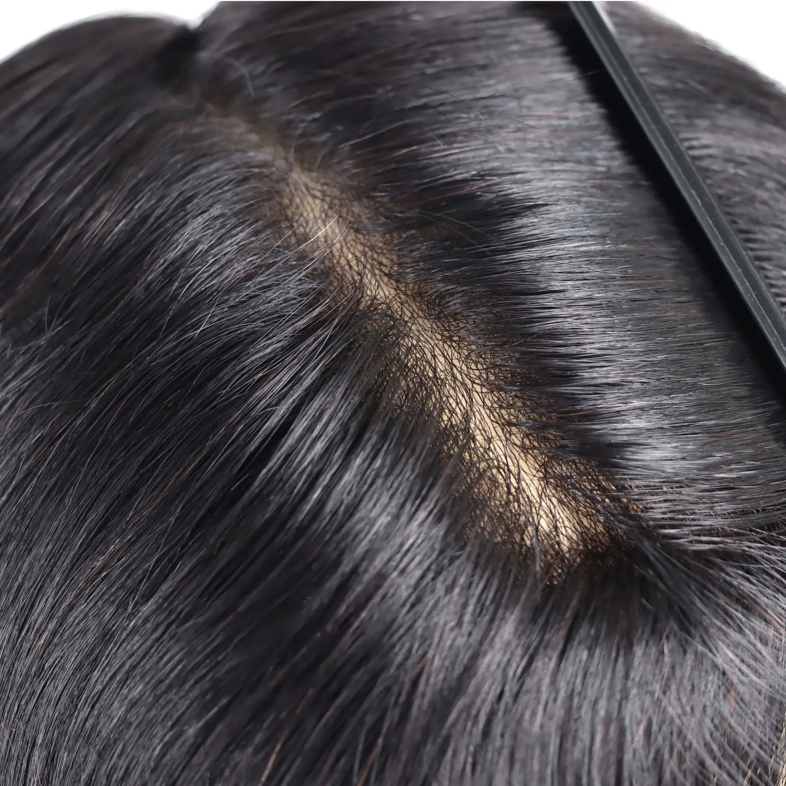 0.08-0.10MM Full Skin PU Toupee Men V Loop Human Hair Men's Wigs #1B Men Capillary Prosthesis Hair Unit Replacement