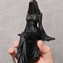 Gothic Faceless Hooded Lady Resin Statue - Mysterious Cloaked Woman Figurine - 2PCS (Black)
