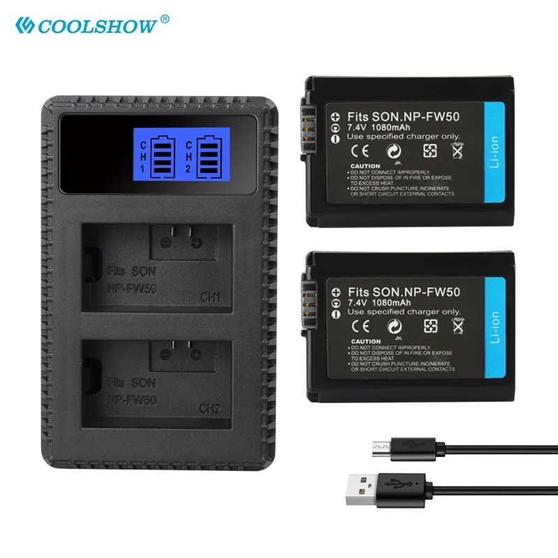 Np-Fw50 Batteria Per Sony Alpha A3000 A5000 A6000 A6300 A6500 A7 A7Rii Alpha 7R A7R Alpha 7S A7S 1080Mah Caricabatteria