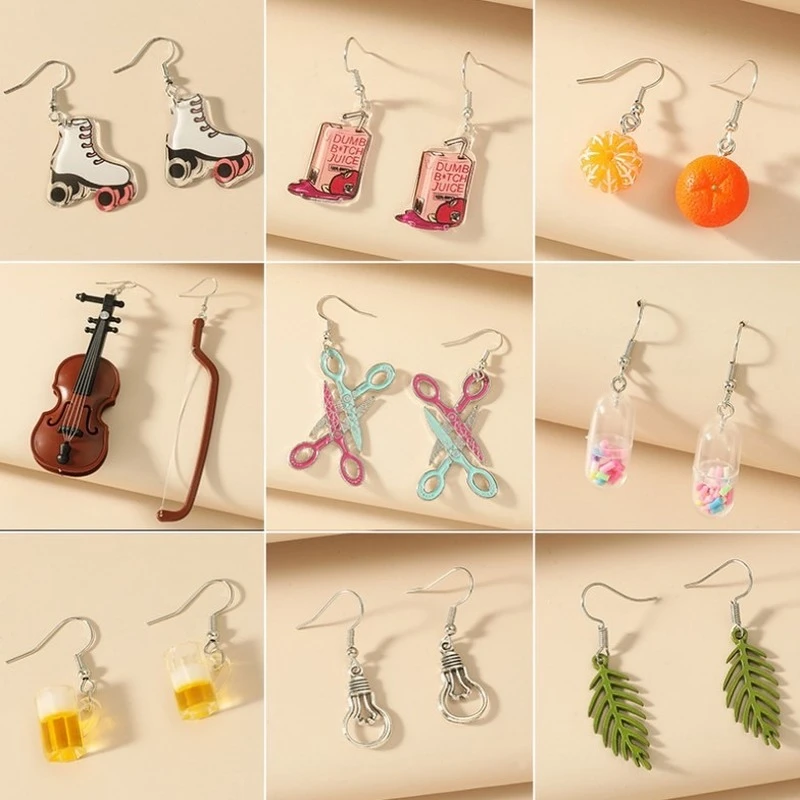 

Korean Lovely Fruit Tea Cup Earrings Creative Funny Crystal Kiwi Tea Cup Cute Fun Earring Ear Jewelry personality Gift