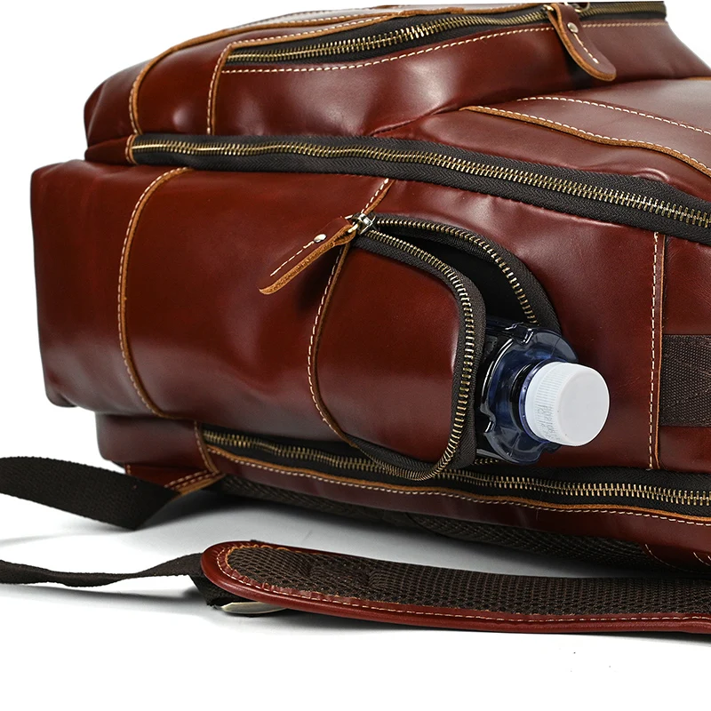 Leather College Backpack For Men