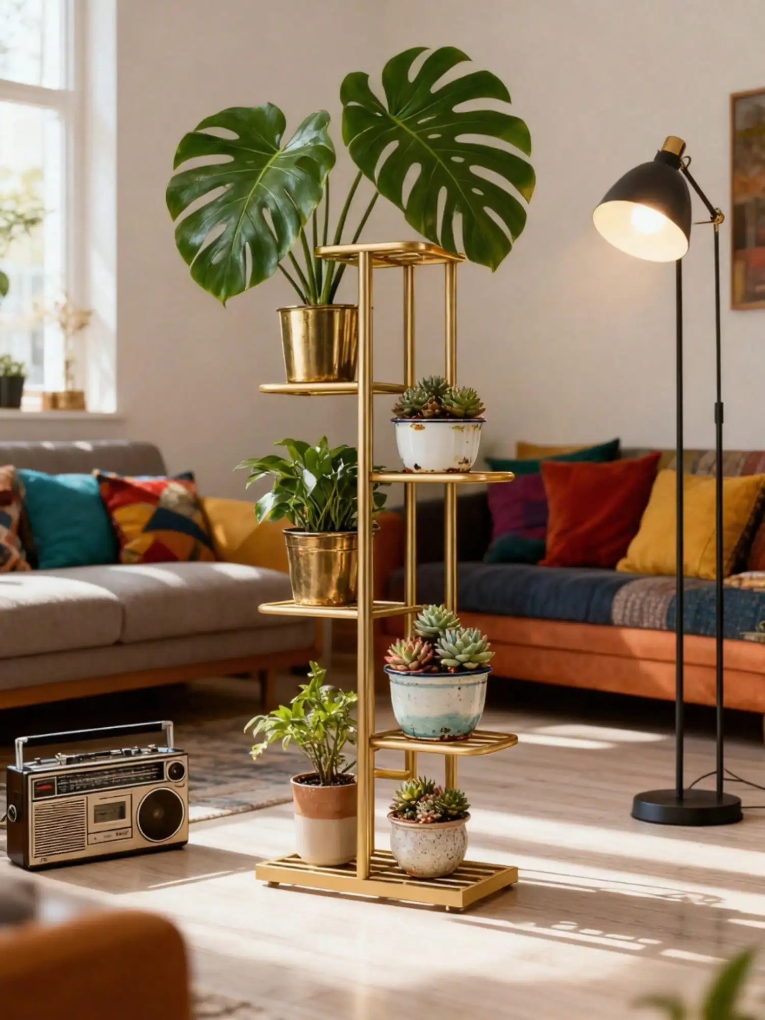 26773-bc39cc.jpg Indoor Vertical Flower Pot Shelf Premium Modern Black Metal 6-Tier Space-Saving Plant Stand