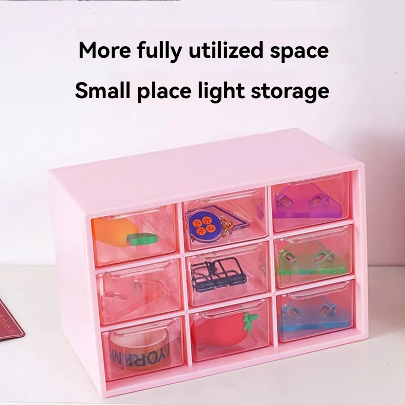 Desk Storage Organizer With 9 Drawers Jewelry Hair Rope Diy Stackable Desktop Craft Drawer Cabinet Clear Storage Box Organizer 3