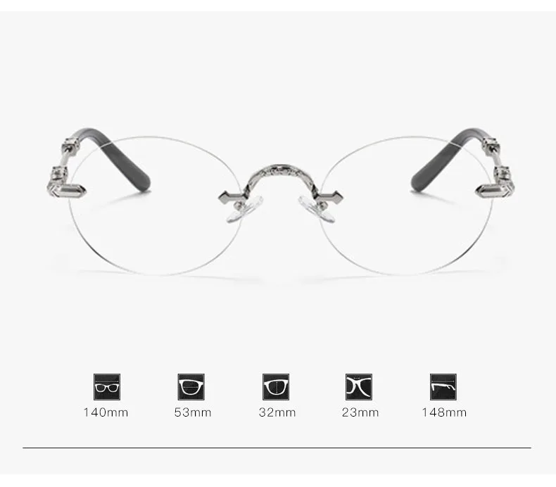 Lichtempfindliche, farbwechselnde, rahmenlose, randgeschnittene Brille, trendige Anti-Blaulicht-Myopie-Brille mit großem Rahmen 60032 – Detail 5