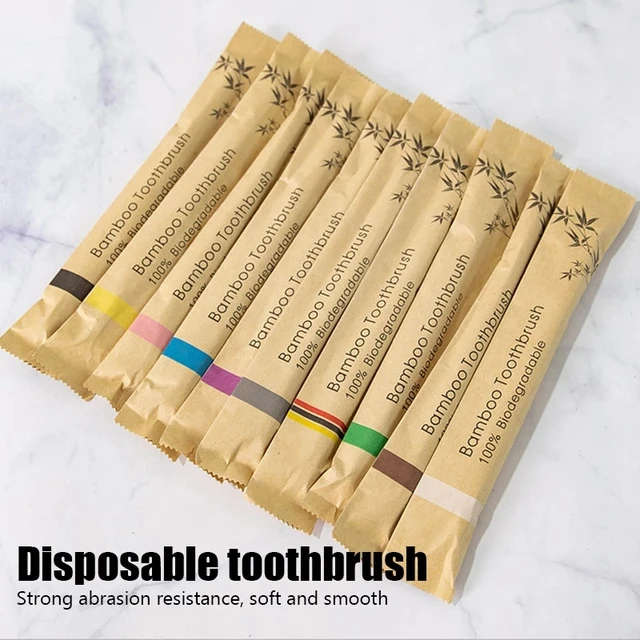 10Pcs Bamboo Toothbrush Eco Friendly Wooden Tooth Brush Soft Bristle Tip Charcoal Adults Oral Care Toothbrushes Hotel Travel 2