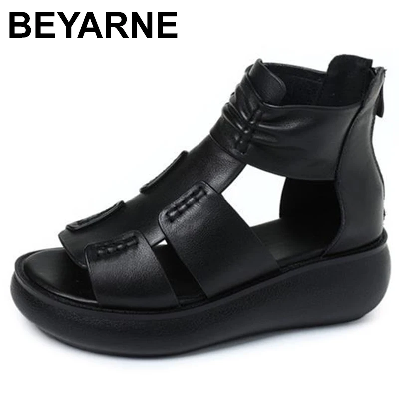 

Women Summer Sandals Wedges Platform Shoes Ladies Genuine Leather Plus Size Sandalias Mujer Sapato Feminino Fashion