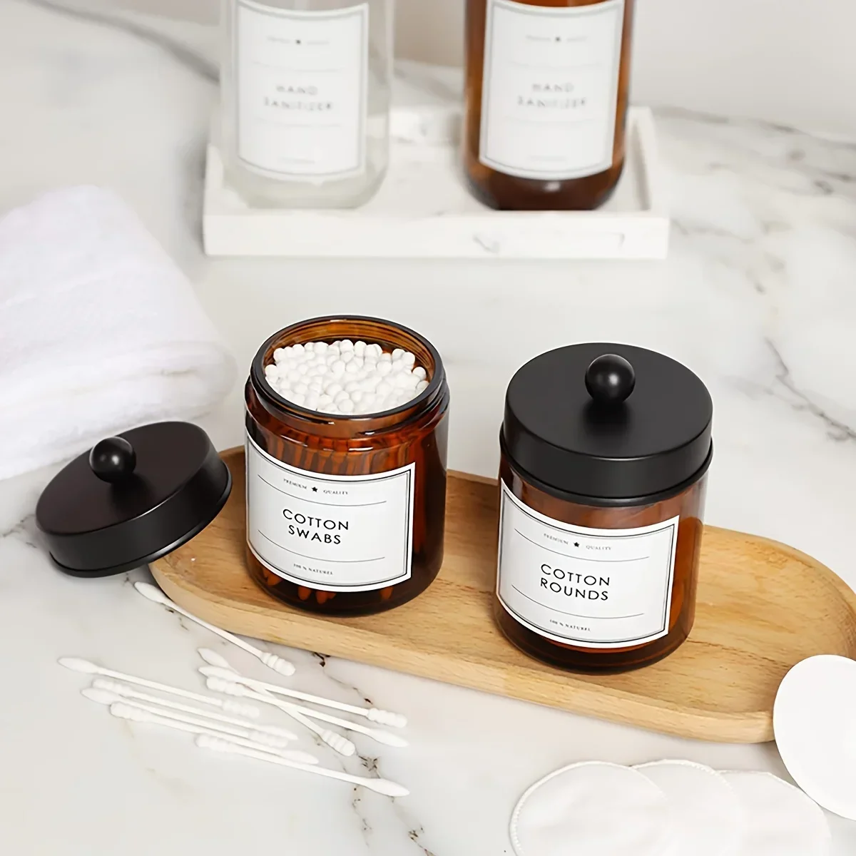 1pc-Dispenser Apothecary Jars Bathroom Jar Black Holder