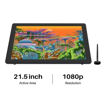 21.5 Inch Huion Graphics Tablet Monitor Kamvas 22 Plus 140%sRGB Drawing Tablet Support Linux MacOS Laotop Android USB3.1 DP1.2 1