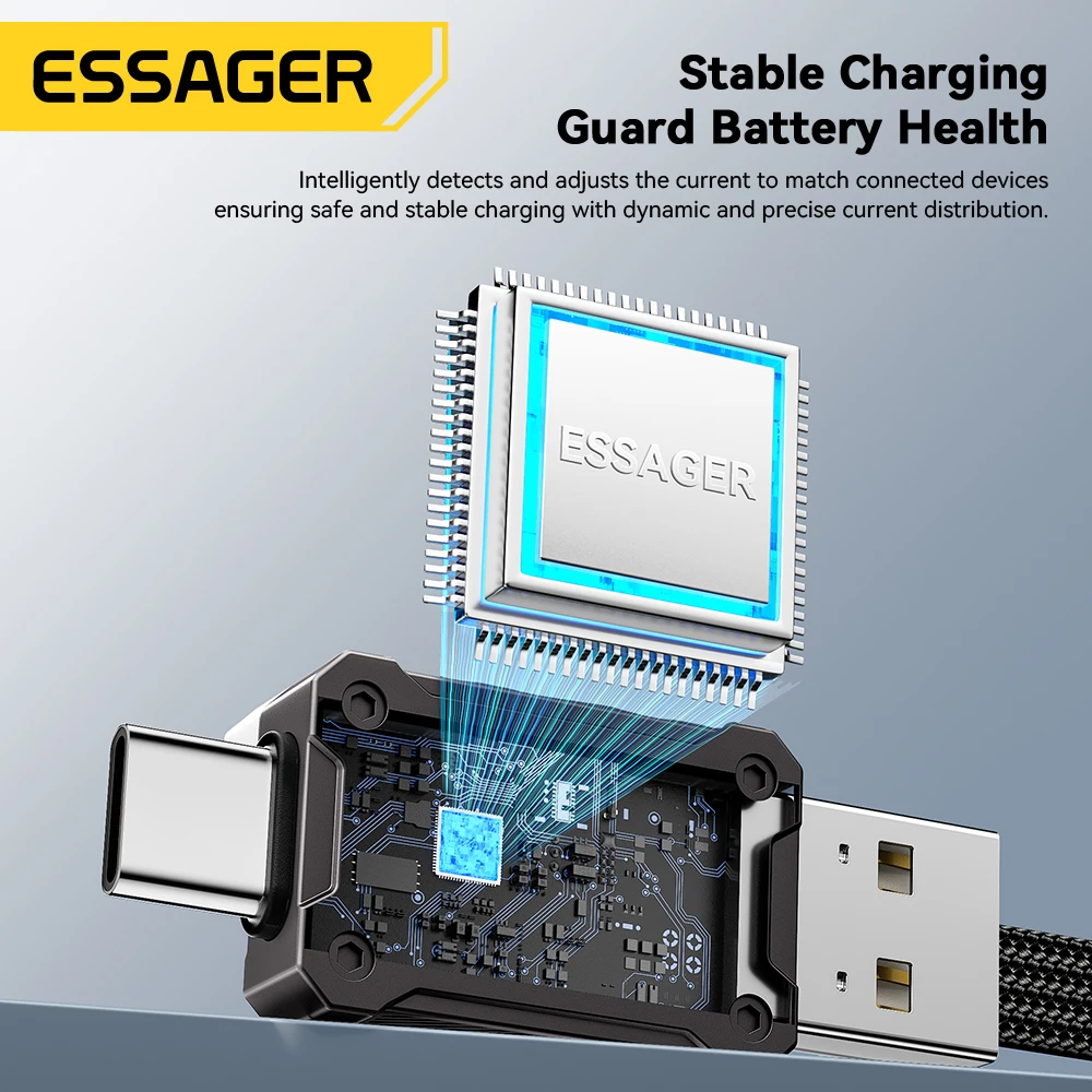 Essager 65W 4 in 1 USB C Cable Mecha Fast Charging Cable for iPhone 16 15 14 Xiaomi Macbook Type C Multi Port Quick Charge Wire