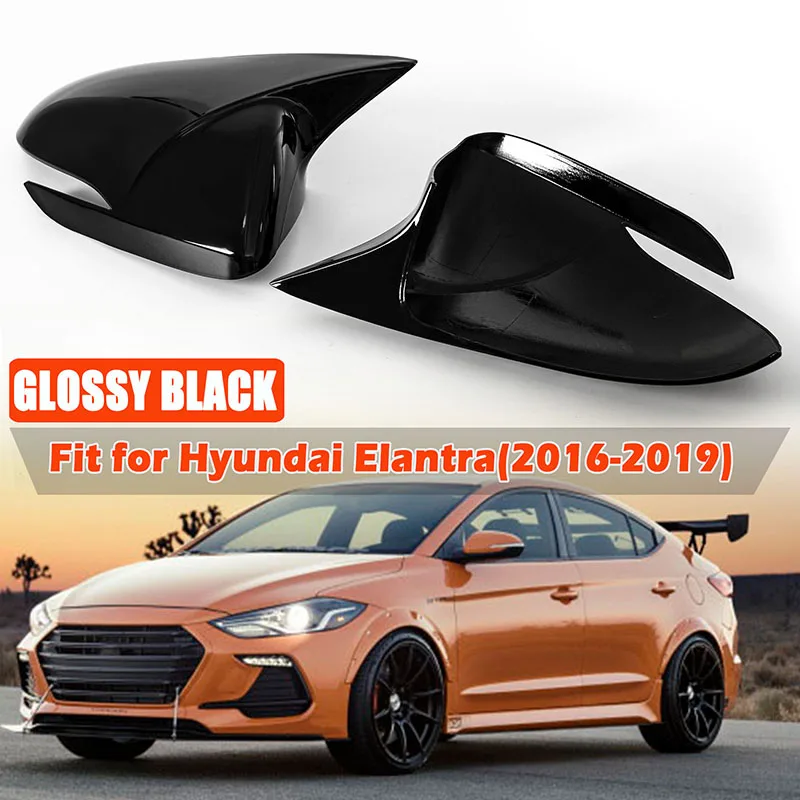 Rückspiegel Abdeckung Für Hyundai Elantra AD 2016-2020 Schwarz/Carbon Look Seite Flügel Spiegel Kappe Fall Trim auto Zubehör – Detail 15