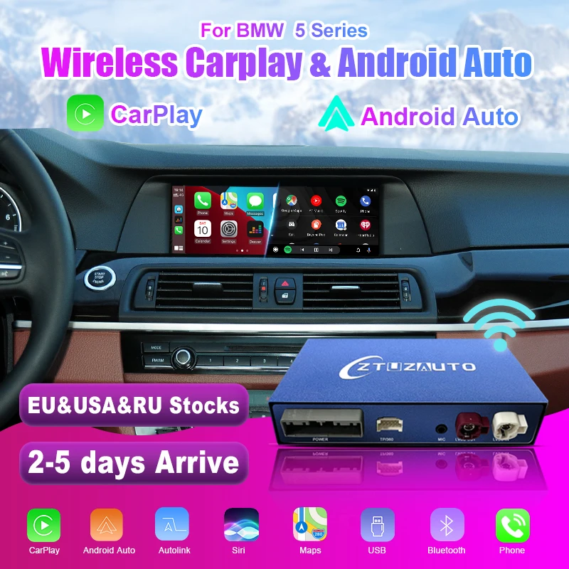 

Wireless CarPlay for BMW 5 Series 530Le 2015-2020, with Android Auto Mirror Link AirPlay Car Play Navigation Function