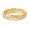Original 925 Sterling Silver Sparkling Gold Glitter Braided Ring For Women Girls Jewelry Birthday Anniversary Gifts