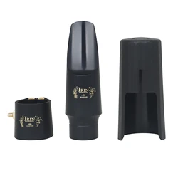 Alto Saxophone Mouthpiece Set with Ligature and Cap - Woodwind Instrument Accessories (Black)