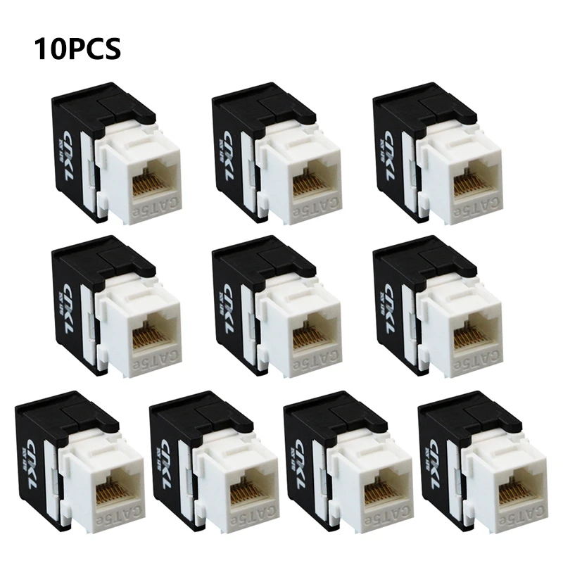 10pcs Black Module Rj45 Keystone Jack Cat5e Network Module Connector