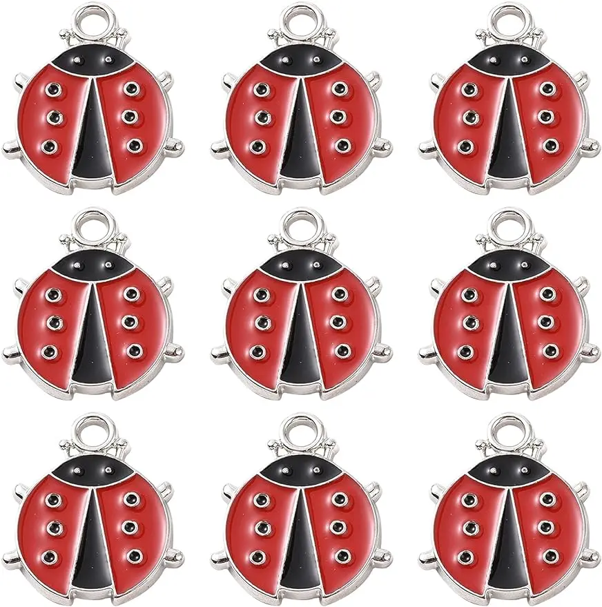 

30Pcs Ladybug Charms Enamel Lady Bug Charms Bulk Lucky Ladybird Ladybugs Insect Beetles Animals Charms for Jewelry Making Charm