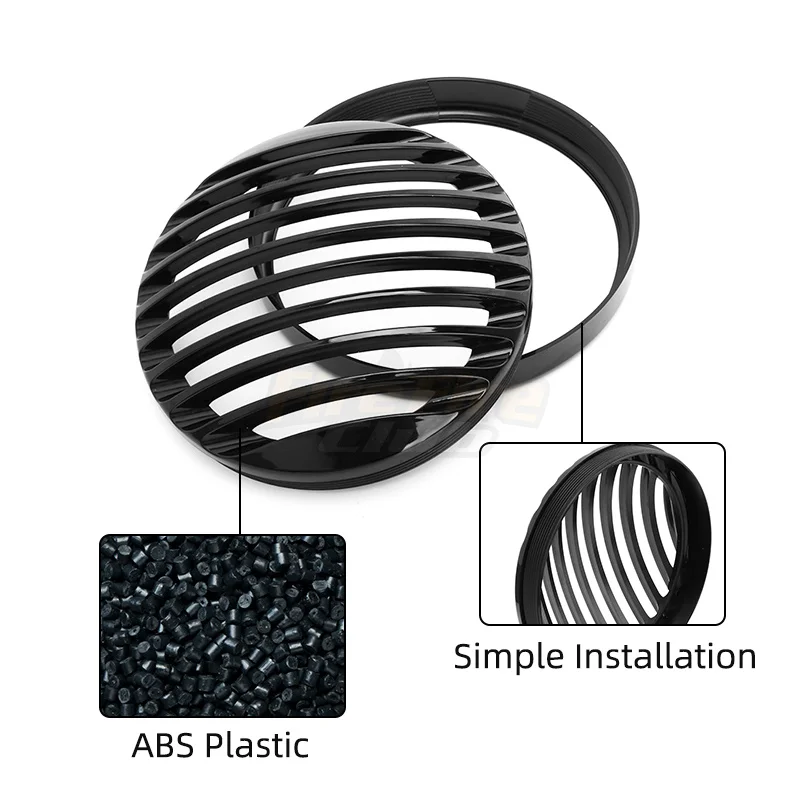 Motorcycle 5.75 LED Headlight Grill Cover - Durable ABS Design