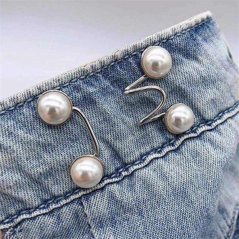 Pearl Waist Tightener Buckle Adjustable Nail-free Jeans Button Pins Pants  Snap Fastener Detachable Clothing Pant Sewing Tools - AliExpress