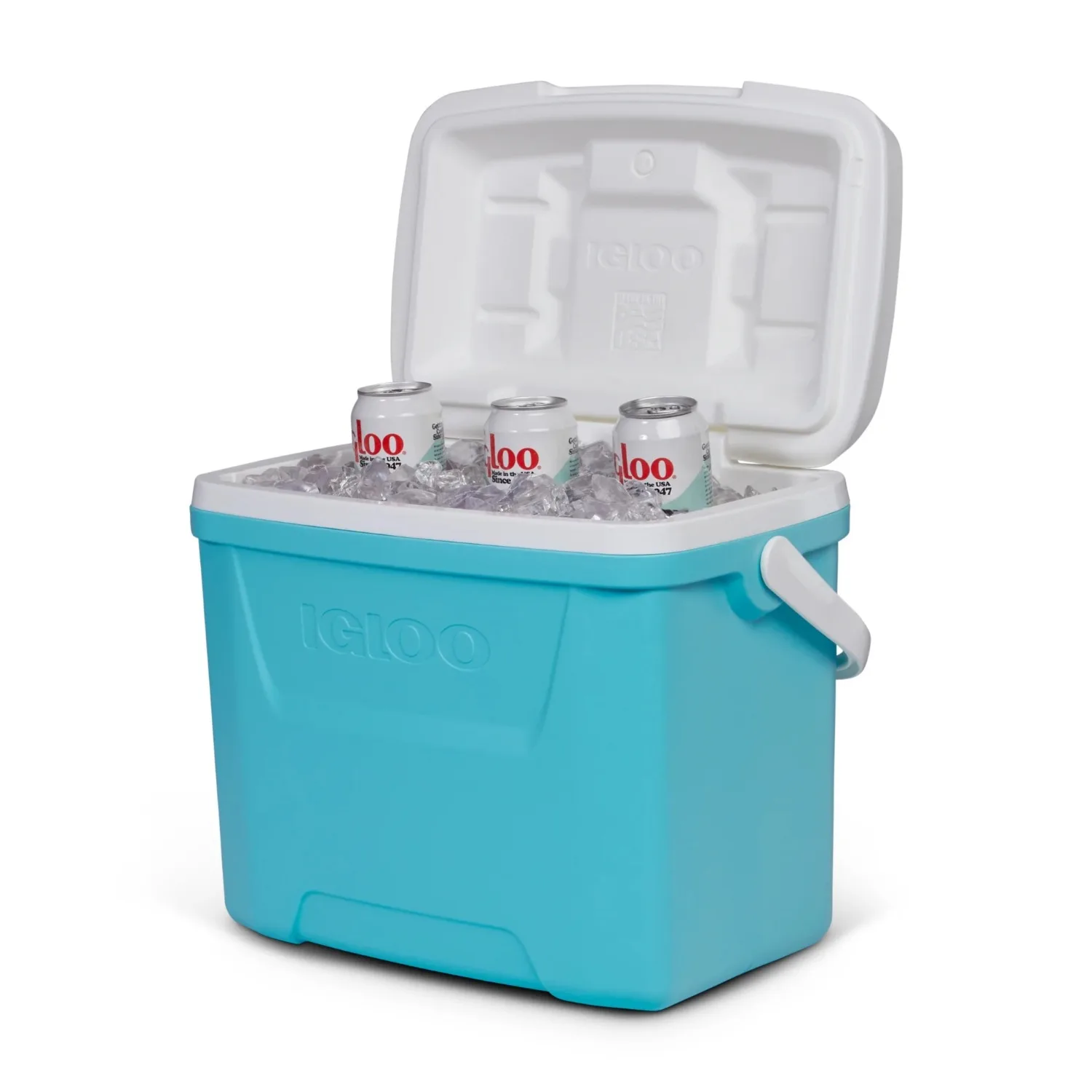 Igloo 28 QT. Laguna Hard-Sided Ice Chest Cooler, Aqua Blue and White